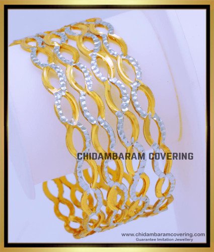 BNG677 - 2.4 Size Elegant White Gold Bangles Designs for Wedding