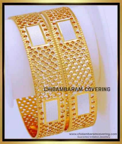 BNG679 - 2.8 Size Dubai White Gold Bangles Set Gold Plated Jewellery 