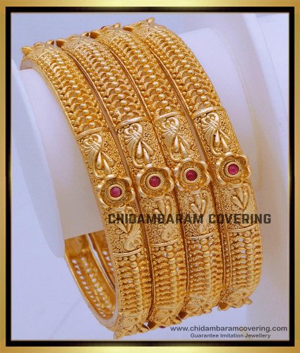 BNG701 -2.6 Size traditional antique gold bangles set of 4 pieces for Wedding