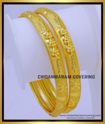 BNG744 - 2.8 Size 2 Gram Gold Daily Wear Gold Bangles Design for Ladies 