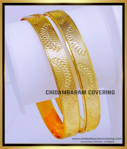BNG755 - 2.8 Size Gold Design Plain 1 Gram Gold Bangles Online Shopping