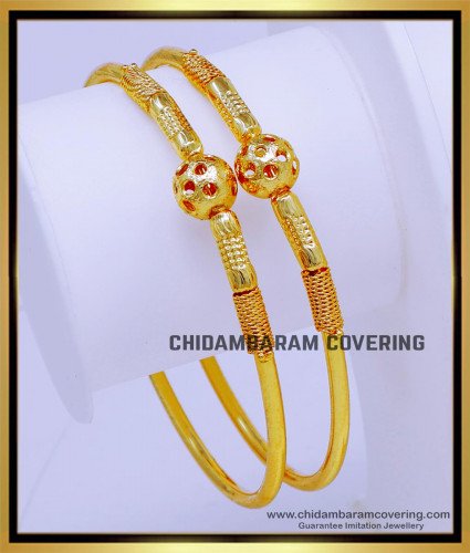 BNG757 - 2.8 Size 1 Gram Gold Bangles Daily Wear Simple Design Online