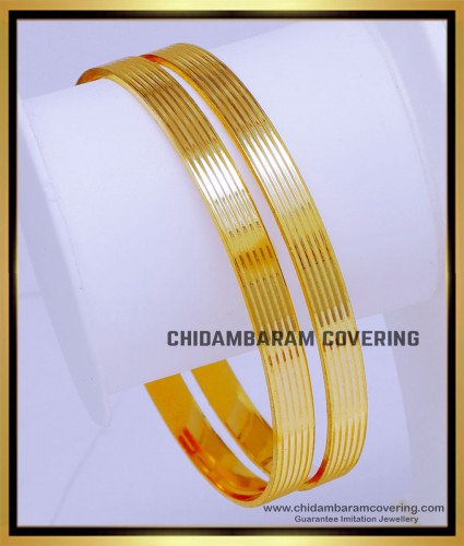 BNG765 - 2.6 Size Gold Design Plain Daily Use 1 Gram Gold Bangles Online