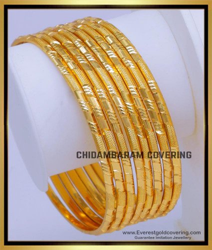 BNG787 - 2.10 Daily Wear 8 Pieces Thin Gold Bangles Latest Design