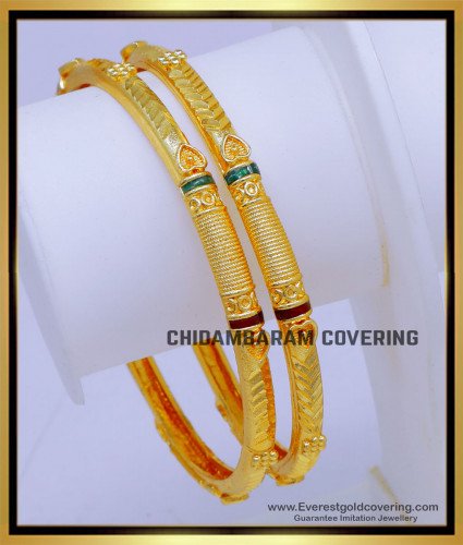 BNG805 - 2.10 Gold Look Daily Use Enamel Design Forming Bangles