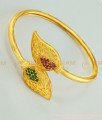 BCT113 - 2.6 size Attractive Gold Design Pink and Green Stone Gold Plated Lock Open Type Designer Kappu Bracelet Online