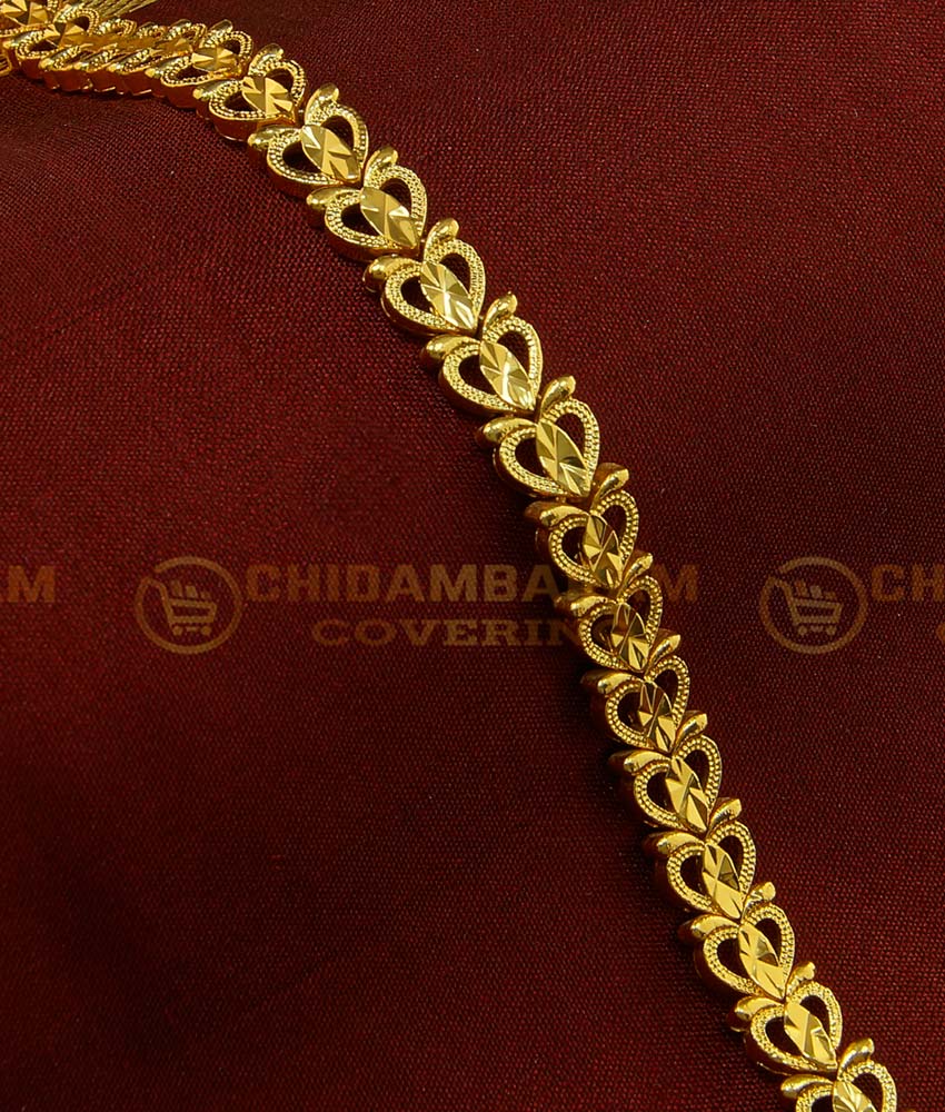 BCT118 - Stunning Gold One Gram Gold Heart Design Hand Chain Bracelet for Girls
