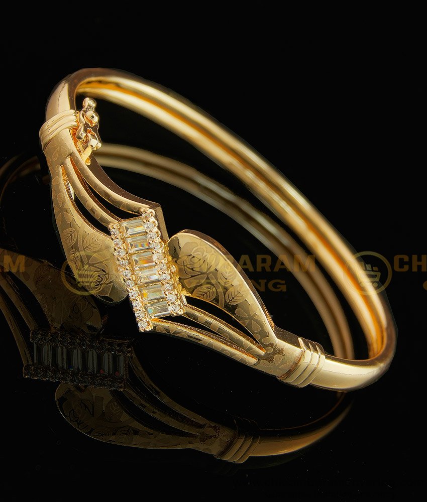 BCT162 - 2.6 size Elegant Rose Print Rose Gold Kada Bracelet Buy Rose Gold Jewellery Online    