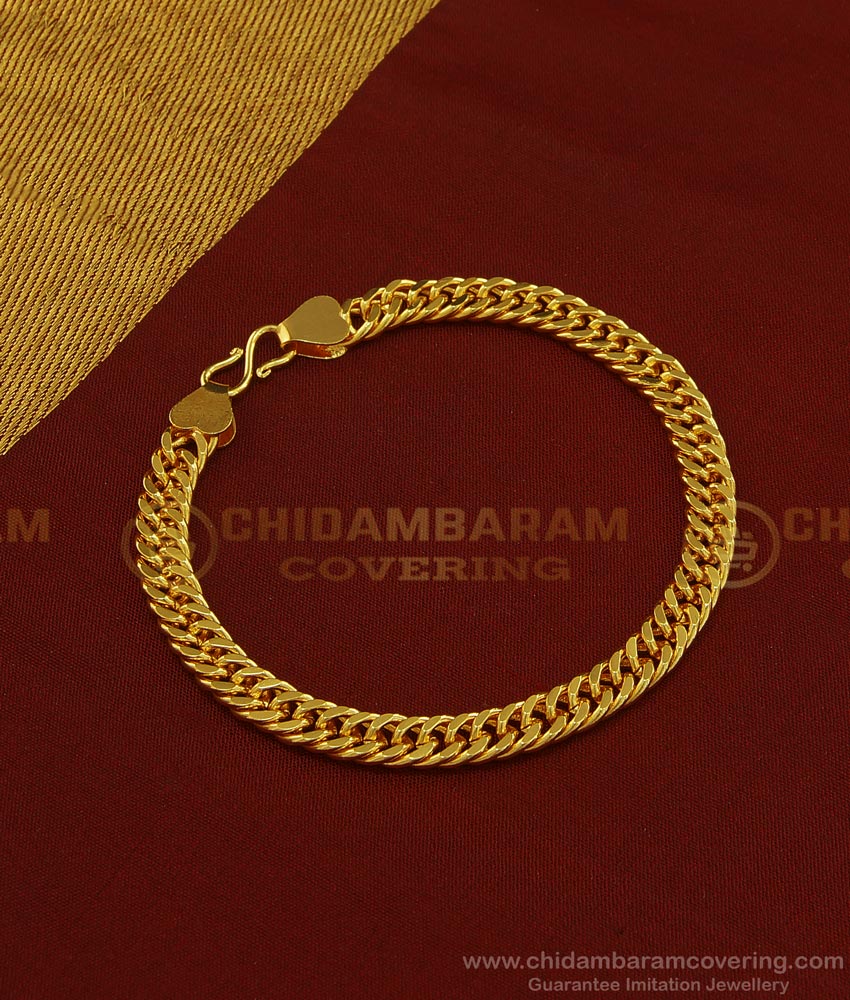 BCT201 - 6.5 Inch Real Gold Bracelet Design One Gram Gold Plated Cuban Link Chain Solid Bracelet  