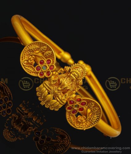 BCT231 - 2.6 Size Beautiful Temple Bangles Bracelet Lakshmi Design Adjustable Kappu Nagas Jewellery