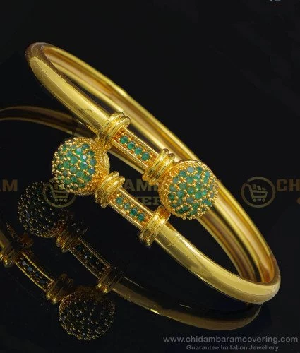 Flower Statement Cuff Bracelet Gold Emerald Green - Liz Santos Style LLC