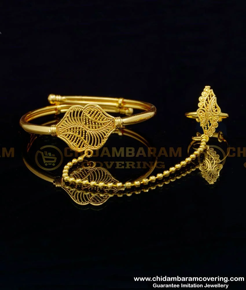 Limitless Stylish Golden Gold Plated Hath Phool/Hand Thong/Pearl Bracelet/Finger  Ring Bracelet for Women