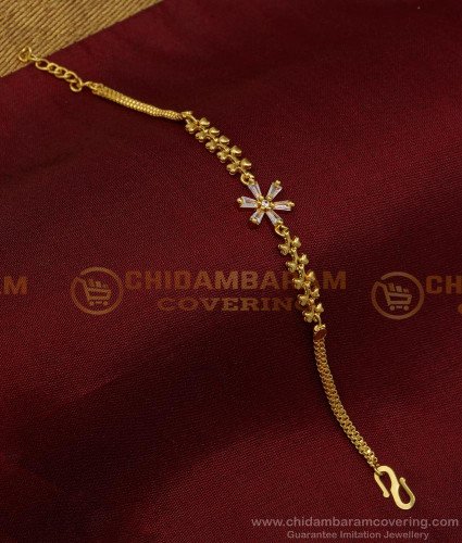 BCT329 - Elegant Flower Design White Stone Simple Bracelet for Girls