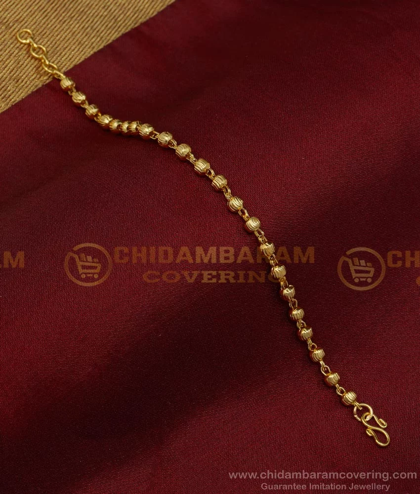 Black Beaded Gold Chain Bracelet | Classy Women Collection