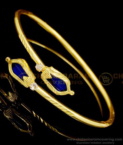 BCT339 - 2.4 size Kerala Traditional Ruby Stone Blue Nagapadam Palakka Bracelet for Women