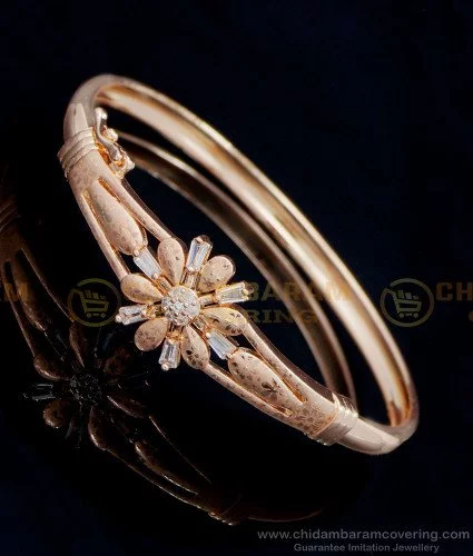 Partiz® Pure Brass High Gold Micro Plated Kemp Stone Designer Flower  Bracelet (Pack of 1)