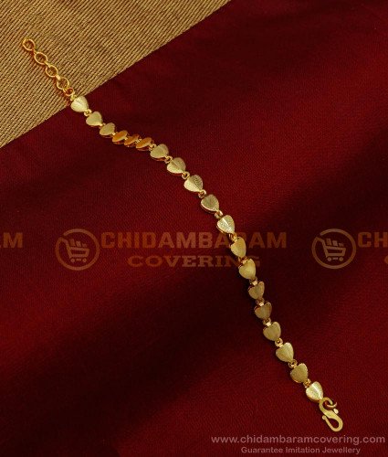 BCT390 - Fancy Modern Heart Design Chain Gold Bracelet Buy Online