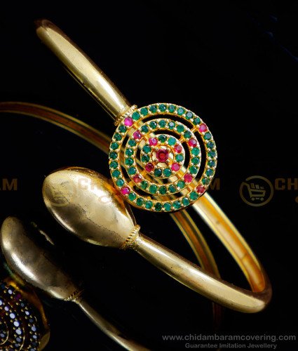 BCT450 - Simple Stylish Emerald Stone Bracelet Design Gold for Girl