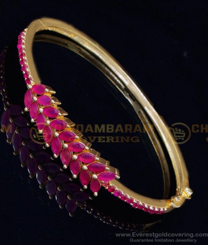 BCT463 - Attractive 1 Gram Gold Plated Jewellery Ruby Stone Bracelet