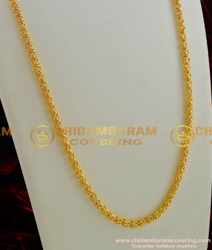 CHN001-XLG - 36 Inches Long Gold Plated Dasavatharam Design Flexible Cutting Daily Wear Chain