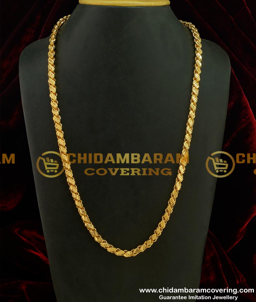 CHN083-LG - 30 Inches Long Chain Chidambaram Covering Gold Plated Grand Look Designer Cut Sundari Chain Design Online