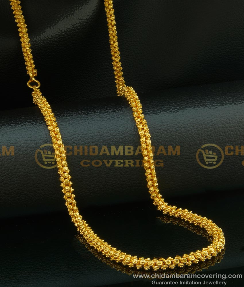 CHN088 - One Gram Gold Long Chain Thick Designer Wedding Gold Chain Design for Women 