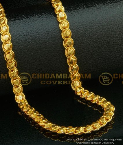 CHN100 - New Model Party Wear Design Heavy Thick Heart Design Broad Gold Chain for Men