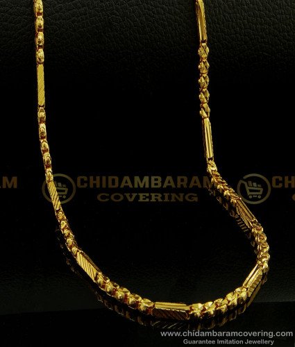 CHN157 - One Gram Gold Plated Thin Jayanthi Katta Kumil Box Chain Daily Wear with Guarantee Chain Online