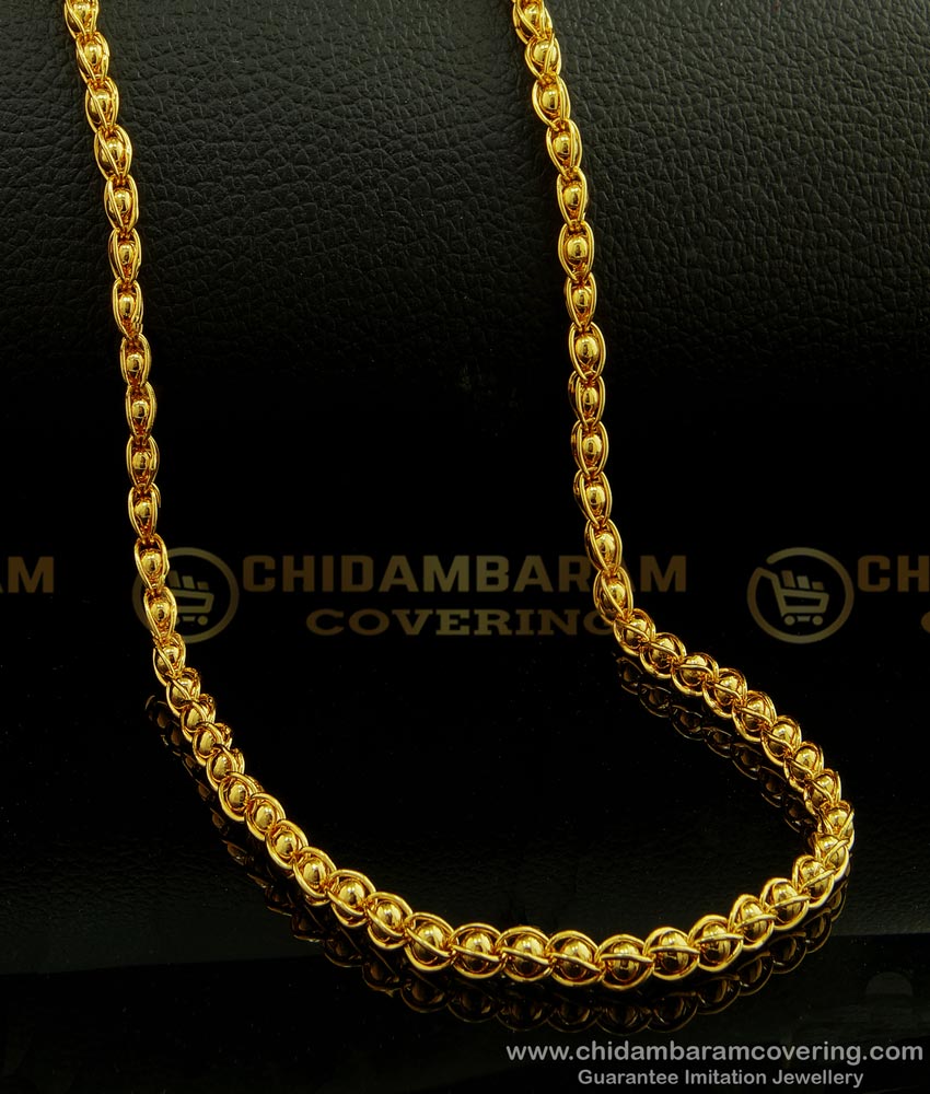 CHN160-XLG - 36 Inches Long New Model Gold Beads Gold Plated South Indian Guaranteed Long Chain Design Online
