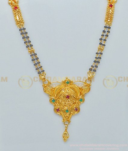 CHN169 - North Indian Simple Gold Mangalsutra Designs 2 Line Traditional Indian Long Mangalsutra at Best Price