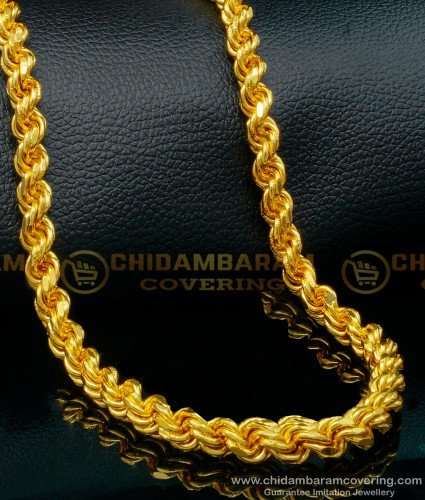 CHN240-LG - 30 Inches Long South Indian Thirumangalyam Over Thick Thali Kodi Gold Chain Design Online