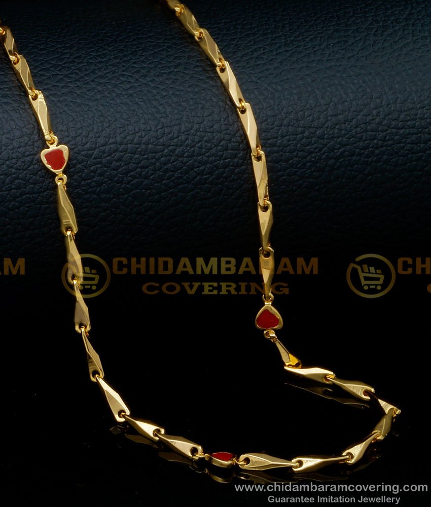 coral chain designs, coral chain, Godhumai Chain, Gold Chain designs for ladies, Wheat chain designs, gold moti chain, lal moti chain, pavalam chain, coral gold chain designs, pavalam chain design