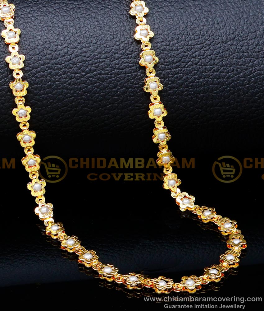 mothi chain, muthu chain, gold muthu mala designs, original muthu malai price, muthu malai chain, beads chain designs, beads chain designs online, pearl chain