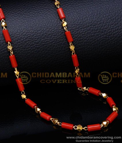 CHN278 - Traditional Long Pavalam Gold Chain Designs for Ladies 