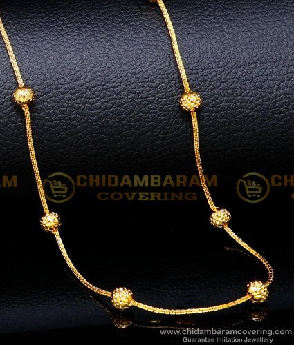 CHN282 - Latest Light Weight Thin Chain with Gold Balls Design 