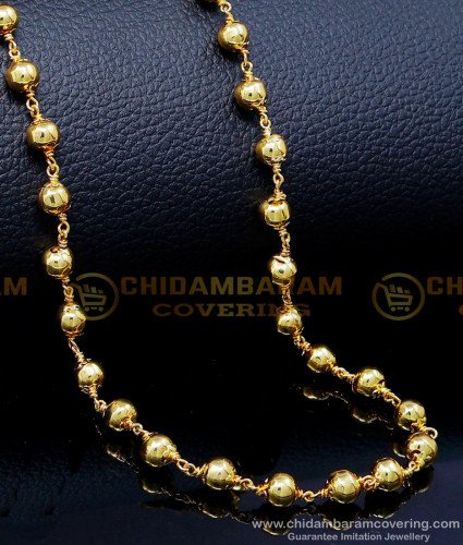 CHN306 - Gold Plated with Guarantee Long Gold Beads Chain Mala