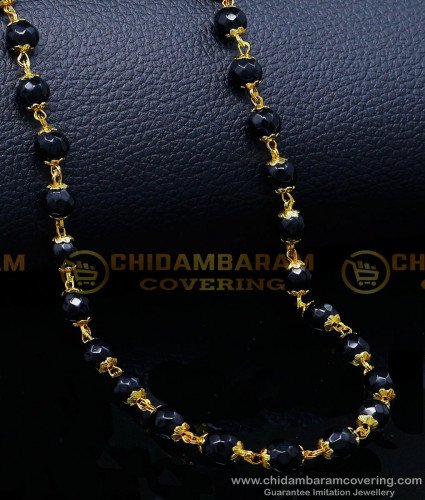CHN307 - First Quality Gold Black Beads Chain Models for Women