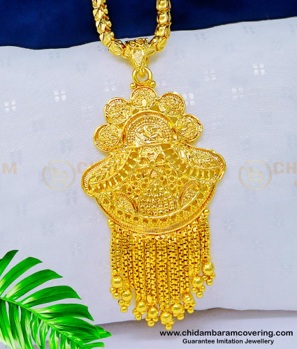 DCHN155 - Latest Gold Plated Bridal Wear Plain Designer Dollar Chain for Women