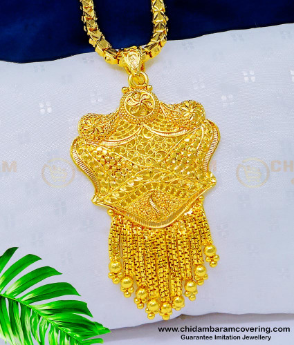 DCHN156 - Beautiful Bridal Wear Plain Designer Gold Covering Dollar Chain Buy Online