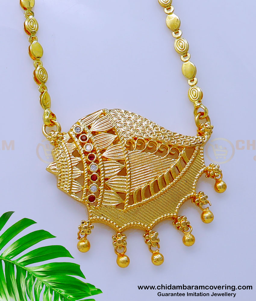 Latest Gold Pattern Sangu Design Pendant Chain for Ladies