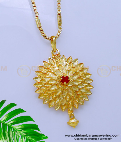 DCHN220 - Pure Gold Plated Chain With Guarantee Stone Pendant Design