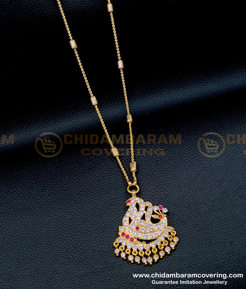 Beautiful Peacock Design Impon Stone Pendant with Chain