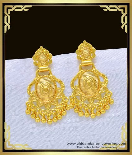 Buy 1 Gram Gold Light Weight Daily Use Dangle Earrings for Girls