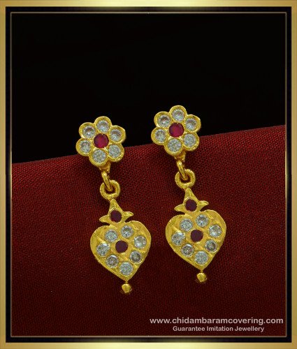 ERG1013 - Traditional Gold Design Stone Impon Kammal Design Five Metal Earrings 