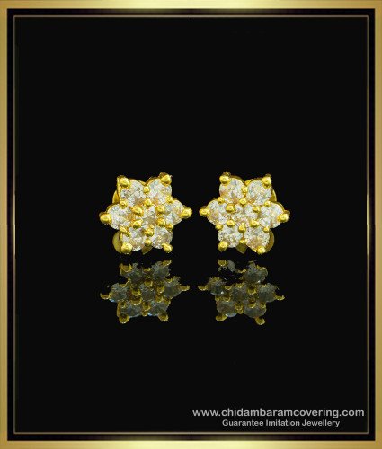 ERG1043 - Sparkling American Diamond Seven White Stone Earrings Buy Online