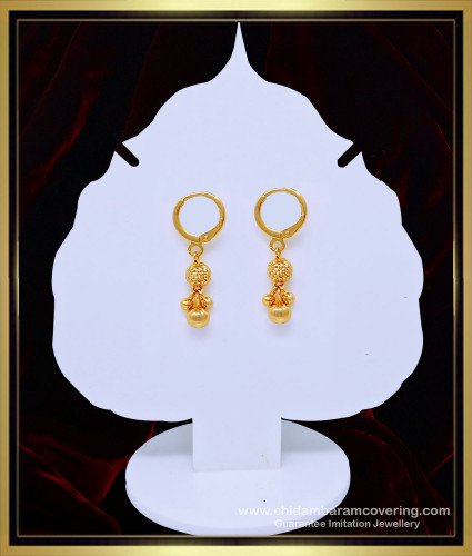ERG1056 - 1 Gram Gold Guarantee Golden Beads Small Bali Earrings Latest Imitation Jewelry