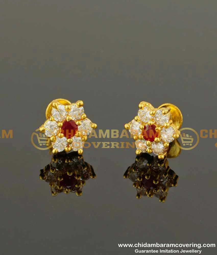 Diamond Gold Hoops/Stud Earrings For Women, American Diamond Earrings,  Women Gold Jewellery, Diamond Hoop/Stud Earrings.
