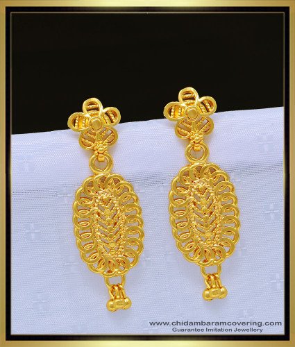 ERG1126 - 1 Gram Gold Light Weight Stylish Daily Wear Gold Earrings