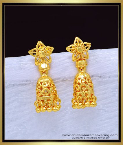 ERG1154 - Elegant Stunning Gold Daily Wear Solid Jhumkas Design One Gram Gold Jewelry