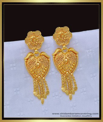 ERG1157 - Simple Daily Wear Gold Covering Dangler Earrings Imitation Jewellery Online